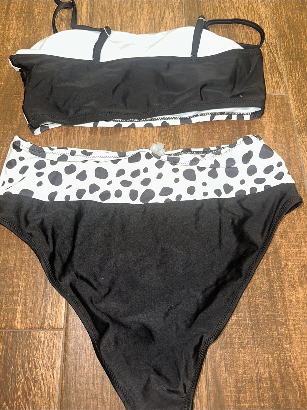 Black & White Dalmatian Print High-Waisted Bikini Set Size Medium - never worn - Picture 5 of 5